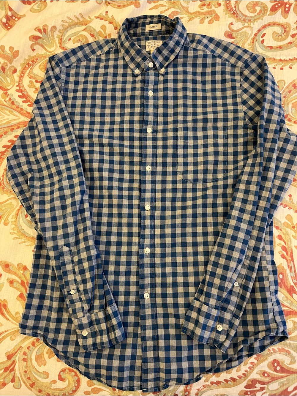 J Crew Classic Stretch Secret Wash Button Down Shirt Medium Organic Cotton
